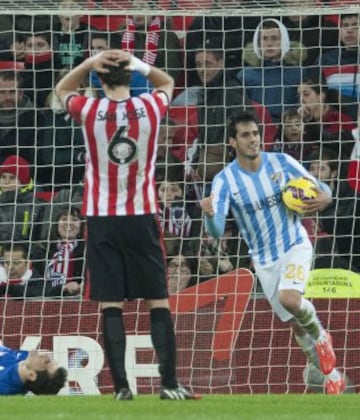 Javi Guerra celebra el 1-1.