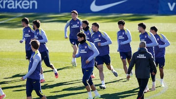 El Atlético, en el entrenamiento previo a la visita al Getafe.