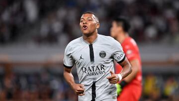 Kylian Mbappe, en un amistoso del PSG en Japón.