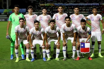 David Tati (primero de abajo en la izquierda) jugó dos partidos como titular en el Mundial Sub 17 del 2019, Le anotó a Haití.