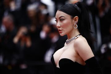 Jessica Wang posa en la alfombra roja de Cannes. 