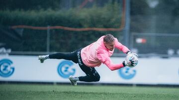 Radu durante un entrenamiento del Celta.