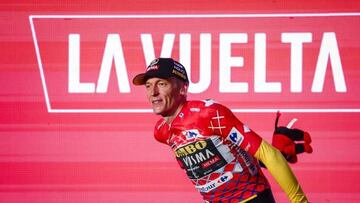 UTRECHT - Robert Gesink of Team Jumbo-Visma receives the red jersey during the ceremony of the team time trial on the first day of the Tour of Spain (Vuelta a Espana). After a start on the Jaarbeursplein, the teams drove through the streets of the Dom city. ANP VINCENT JANNINK (Photo by ANP via Getty Images)