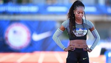 Sanya Richards-Ross se prepara para competir en la prueba de 400 metros en los Trials de Estados Unidos de 2016.