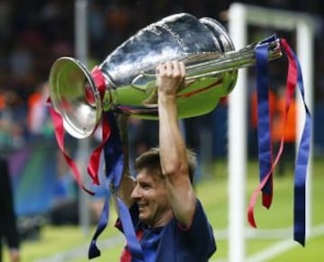 Messi con la Champions League 2015 ganada ante la Juventus.