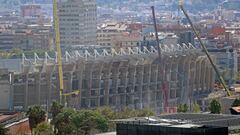 Vista aérea del avance de las obras del estadio del Fútbol Club Barcelona.