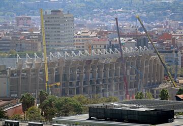 Vista aérea del avance de las obras del estadio del Fútbol Club Barcelona.