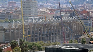 Vista aérea del avance de las obras del estadio del Fútbol Club Barcelona.