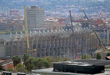 Vista aérea del avance de las obras del estadio del Fútbol Club Barcelona.