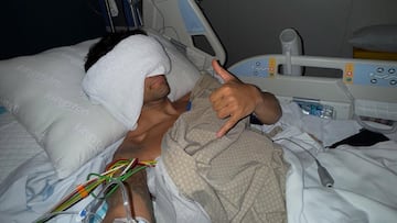 Jorge Martín en el hosptial tras su accidente con la Aprilia en el GP de Qatar de MotoGP.