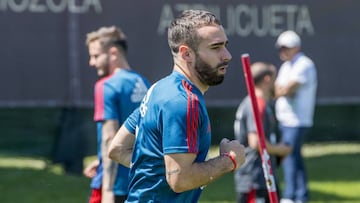 El lateral derecho de Espa&ntilde;a, Dani Carvajal, durante un entrenamiento.