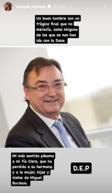 Carmen Alcayde, rota al confirmarse la muerte de su tío, Miguel Burdeos, desaparecido por la DANA  