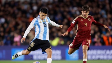 Thiago Almada, en el partido de la albiceleste ante Venezuela en este parón.