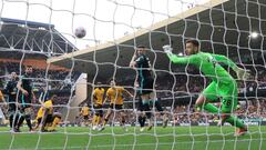 Soccer Football - Premier League - Wolverhampton Wanderers v Norwich City - Molineux Stadium, Wolverhampton, Britain - May 15, 2022 Wolverhampton Wanderers&#039; Rayan Ait-Nouri scores their first goal past Norwich City&#039;s Angus Gunn REUTERS/Chris Rad