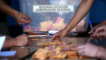 Santiago 24 de noviembre 2024.
Conteo de votos durante las elecciones segunda vuelta de gobernadores regionales en el Estadio Nacional
Javier Salvo/Aton Chile