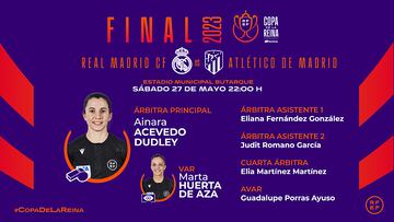 Designaciones arbitrales para la final de Copa de la Reina 2023 entre Real Madrid y Atlético.