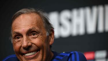 Boca Juniors' Argentine head coach Miguel Angel Russo gives a press conference at the Geodis Park Stadium in Nashville, Tennessee, on June 23, 2025, on the eve of the FIFA Club World Cup 2025 Group C football match between New Zealand's Auckland City and Argentina's Boca Juniors. (Photo by Federico PARRA / AFP)