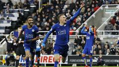 Los jugadores del Leicester City, celebrando un gol durante un partido de Premier League.