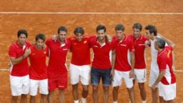 El equipo, en la última eliminatoria frente a Ucrania.