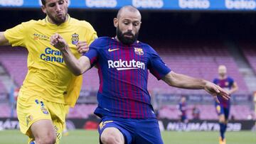 Mascherano, en el Barcelona-Las Palmas que se jug&oacute; a puerta cerrada el 1 de octubre.