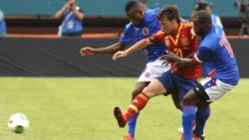 David Silva durante el amistoso Haiti-Espa&ntilde;a.