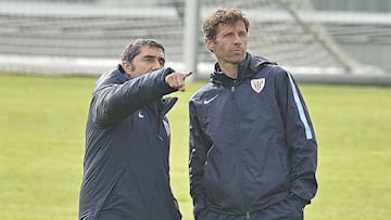 Valverde y Ziganda, durante su etapa como entrenadores en Lezama.
