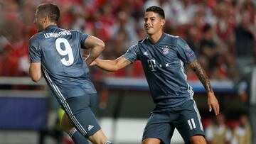 James Rodr&iacute;guez complet&oacute; 300 partidos jugando en Europa, en la victoria de Bayern M&uacute;nich frente a Benfica por la primera fecha de la Champions League