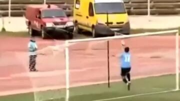 Keeper concedes comedy goal after kick-out hits opponent