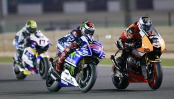 Jorge Lorenzo durante los entrenamientos libres realizados en el circuito internacional Losail de Doha, Catar, el 20 de marzo del 2014. El Gran Premio de Catar, primera prueba del Mundial.