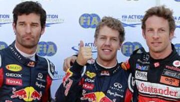 <b>LOS MEJORES. </b>Webber (3º), Vettel (pole) y Button (2º) en Mónaco.