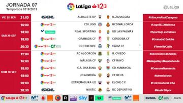 LaLiga anuncia los horarios de Segunda para la Jornada 7