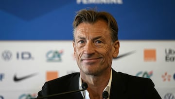 France's head coach Herve Renard takes part in a press conference on February 14, 2024 in the Lyon city hall, to announce the list of players selected in the French national team for the final four of the UEFA Women's Nations League football competition. (Photo by JEFF PACHOUD / AFP)