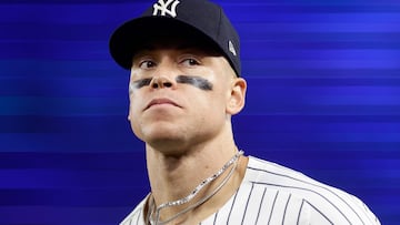 NEW YORK, NEW YORK - JUNE 18: Aaron Judge #99 of the New York Yankees looks on as he runs to the dugout after the eighth inning against the Los Angeles Angels at Yankee Stadium on June 18, 2025 in New York City. Jim McIsaac/Getty Images/AFP (Photo by Jim McIsaac / GETTY IMAGES NORTH AMERICA / Getty Images via AFP)