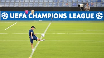 Simeone, en el Olímpico de Roma en la última sesión antes del Lazio-Atlético.