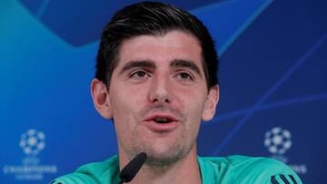 Soccer Football - Champions League - Real Madrid Press Conference - Ciudad Real Madrid, Valdebebas, Madrid, Spain - November 25, 2019 Real Madrid's Thibaut Courtois during the press conference REUTERS/Susana Vera