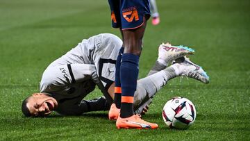 07 Kylian MBAPPE (psg) during the Ligue 1 Uber Eats match between Montpellier HSC and Paris Saint-Germain at Stade de la Mosson on February 1, 2023 in Montpellier, France. (Photo by Alexandre Dimou/FEP/Icon Sport via Getty Images)