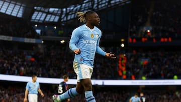 Soccer Football -  FA Cup - Third Round - Manchester City v Huddersfield Town - Etihad Stadium, Manchester, Britain - January 7, 2024 Manchester City's Jeremy Doku celebrates scoring their fifth goal Action Images via Reuters/Lee Smith