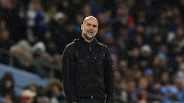 Soccer Football - Premier League - Manchester City v Liverpool - Etihad Stadium, Manchester, Britain - February 23, 2025 Manchester City manager Pep Guardiola REUTERS/Phil Noble EDITORIAL USE ONLY. NO USE WITH UNAUTHORIZED AUDIO, VIDEO, DATA, FIXTURE LISTS, CLUB/LEAGUE LOGOS OR 'LIVE' SERVICES. ONLINE IN-MATCH USE LIMITED TO 120 IMAGES, NO VIDEO EMULATION. NO USE IN BETTING, GAMES OR SINGLE CLUB/LEAGUE/PLAYER PUBLICATIONS. PLEASE CONTACT YOUR ACCOUNT REPRESENTATIVE FOR FURTHER DETAILS..