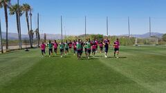 Jugadores del Getafe en un entrenamiento. 