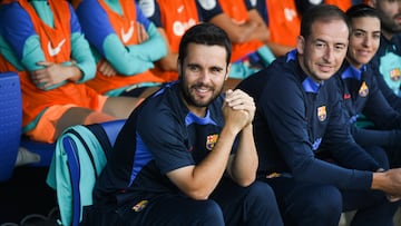 Jonatan Giráldez durante un partido del Barcelona.