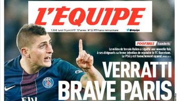 Portada de 'L'Équipe' del lunes, 19 de junio de 2017.