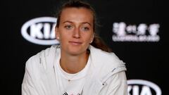 Petra Kvitova en la rueda de prensa posterior a la final femenina del Open de Australia 2019.