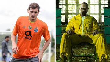 Im&aacute;genes de Iker Casillas durante un entrenamiento con el Oporto y del actor Bryan Craston en su papel protagonista de &quot;Breaking Bad&quot;.