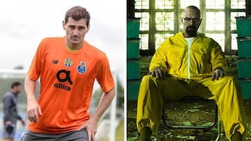 Im&aacute;genes de Iker Casillas durante un entrenamiento con el Oporto y del actor Bryan Craston en su papel protagonista de &quot;Breaking Bad&quot;.