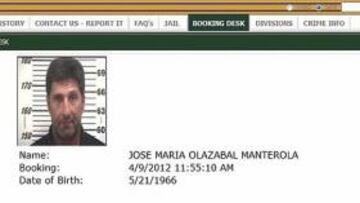 <b>FICHA POLICIAL. </b>Olazábal, fotografiado en la Oficina del Sheriff.