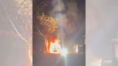 Sistema frontal deja una de las imágenes más impactantes de Chile: se cayó un poste y provocó un incendio en un auto