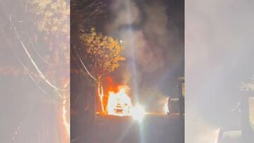 Sistema frontal deja una de las imágenes más impactantes de Chile: se cayó un poste y provocó un incendio en un auto