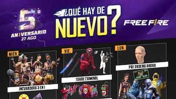 Agenda semanal de Free Fire del 24 al 30 de agosto con recarga criminal y rueda de la fortuna