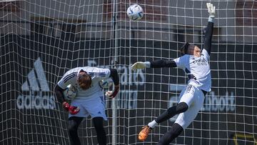 Thibaut Courtois y Lucas Cañizares durante un entrenamiento de la pretemporada