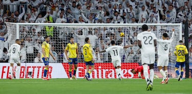 El jugador del Real Madrid, Rodrygo, marca el 4-1 a Las Palmas. 
